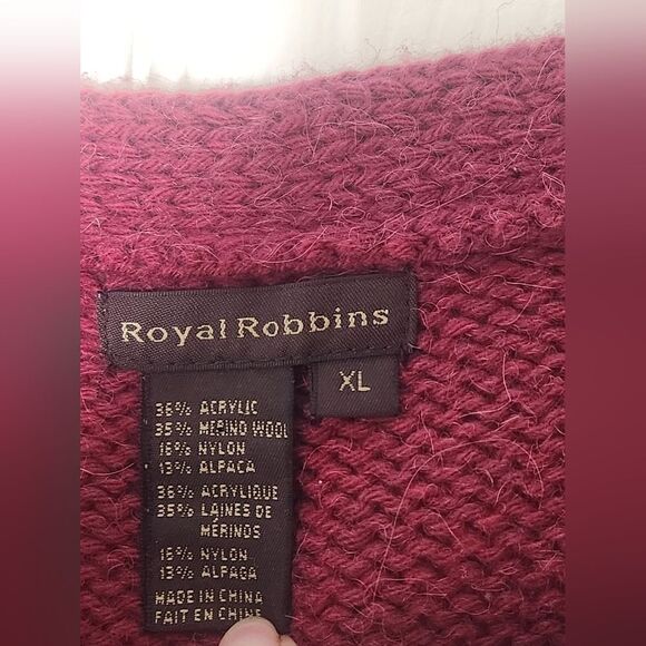 Royal Robbins XL Burgundy Knit Lgslv DecoratedNeck WOOLALPACABlend Women Sweater - Picture 4 of 5